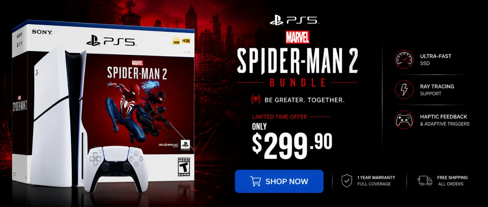 PlayStation 5 Spider-Man 2 Bundle — $299.00